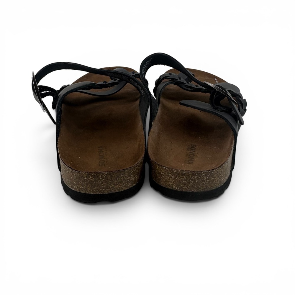 Sonoma Goods For Life Black Braided Strappy Cork Footbed Sandals Women's 7.5 - Picture 5 of 9